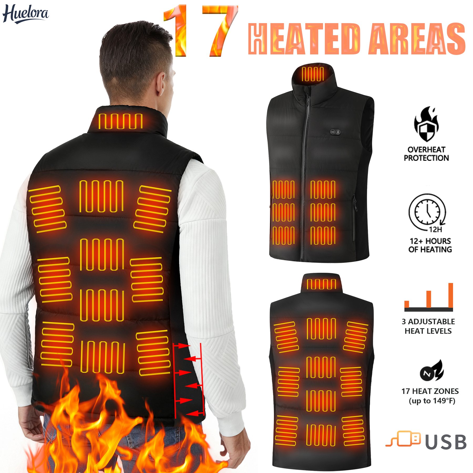 Motorcycle Gear Zone - Colete Térmico USB com 17 Zonas