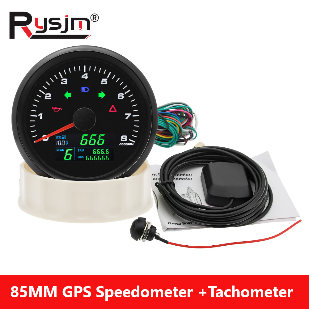 Motorcycle Gear Levels - Velocímetro gps multifuncional, 85mm, tacômetro, 8000rpm,