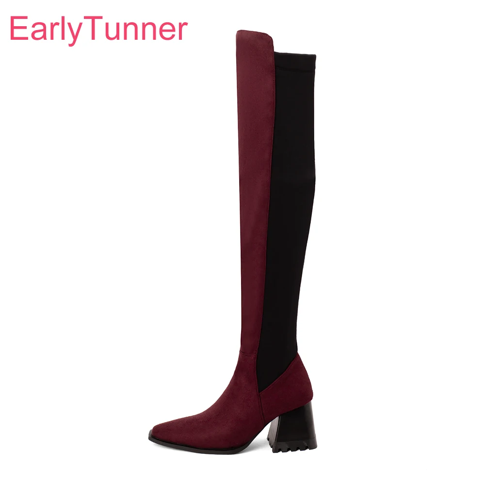 Riding Boot Short - Novo inverno glamour vinho vermelho preto