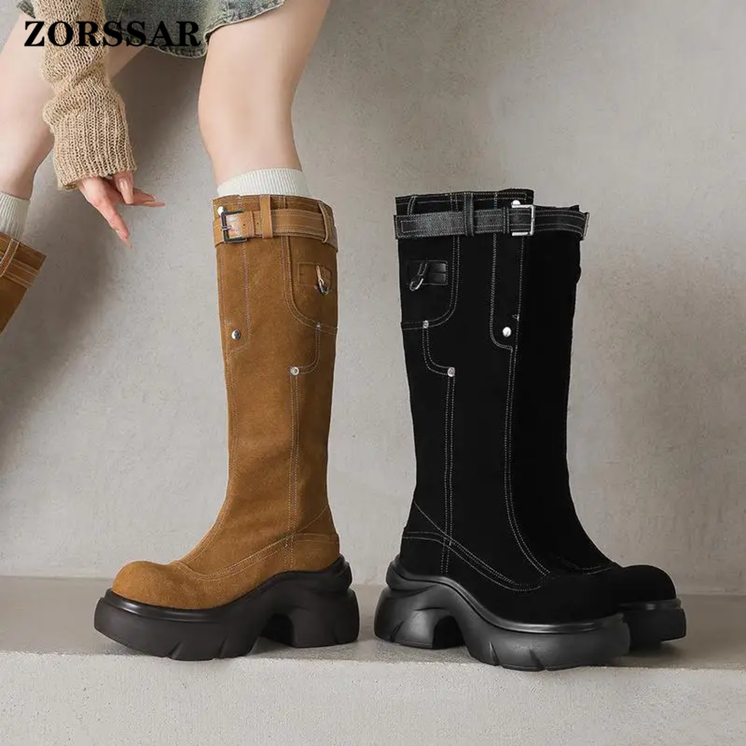 Riding Boot Short - Botas de Plataforma ZORSSAR em Couro