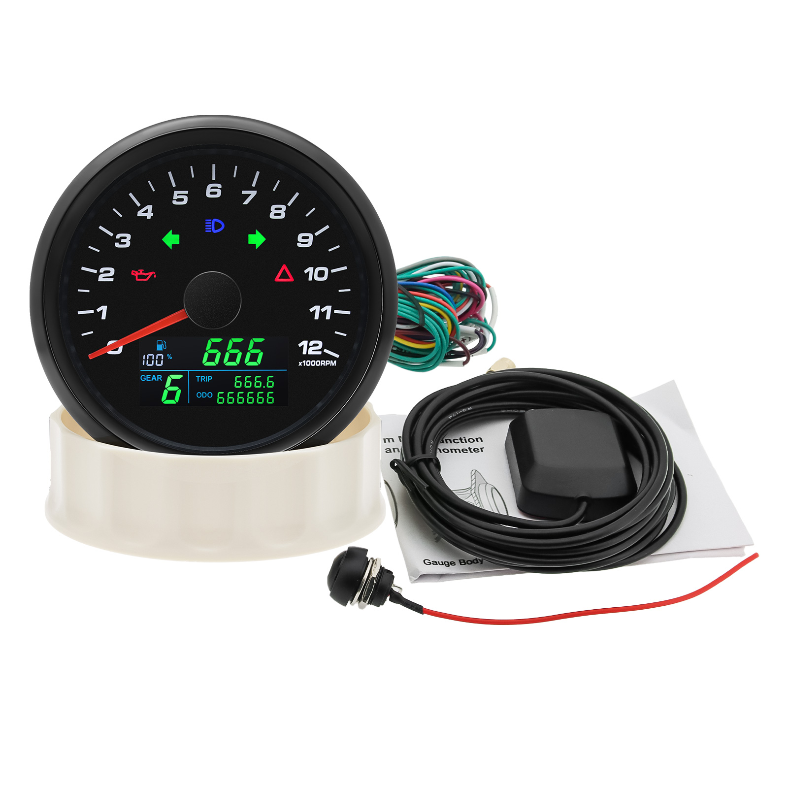 6 em 1 0-12000rpm tacômetro 85 - Motorcycle Gear Levels avaliação e preço